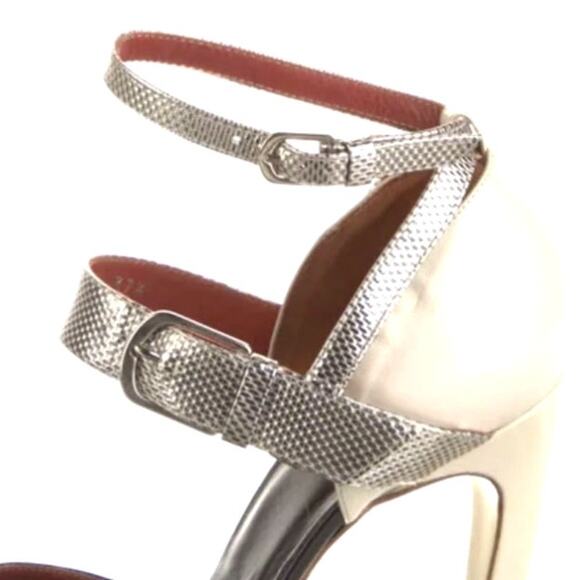 Dries Van Noten Leather D'orsay black cream gold platform pumps Size 37.5/US7 - Picture 9 of 15